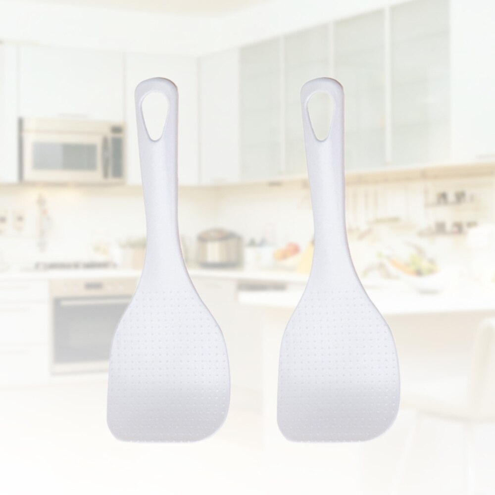 Cuchara de arroz blanca para el hogar, cuchara de arroz de grado alimenticio, pala de arroz, utensilios de cocina creativos, utensilios domésticos de cocina, 2 uds.: Default Title
