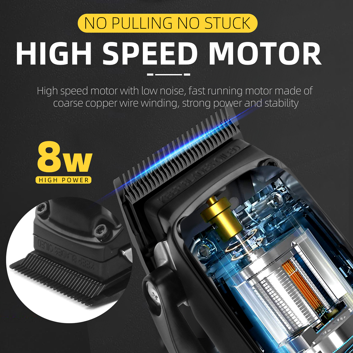 KEMEI Hair Clipper Trimmer Set Hair Cutting Machine Cordless Barber Clipper LED Display Beard Trimmer Men