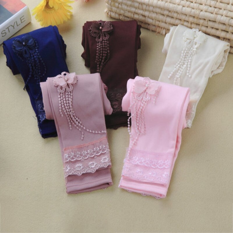 Kids Meisjes Ballet Dans Kant Vlinder Leggings Kinderen Stretch Slim Broek Broek 2-7Y