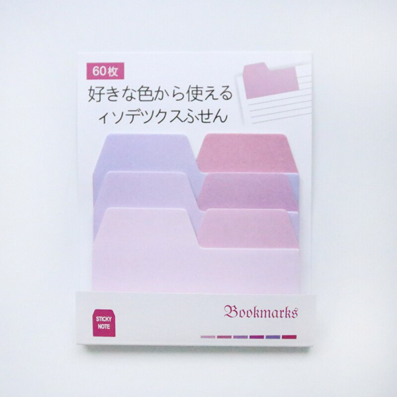 60sheets/lot Colorful Gradient Japanese Sticky Note Memo Pad Office Planner Sticker Paper School Office Supplies: Purple