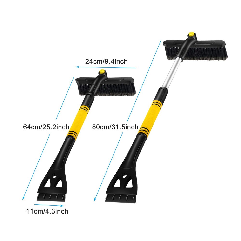 2 in 1 Car Ice Scraper with Broom Retractable Multifunctional Snow Brush with Rotatable Head for Car Truck SUV Windscreen