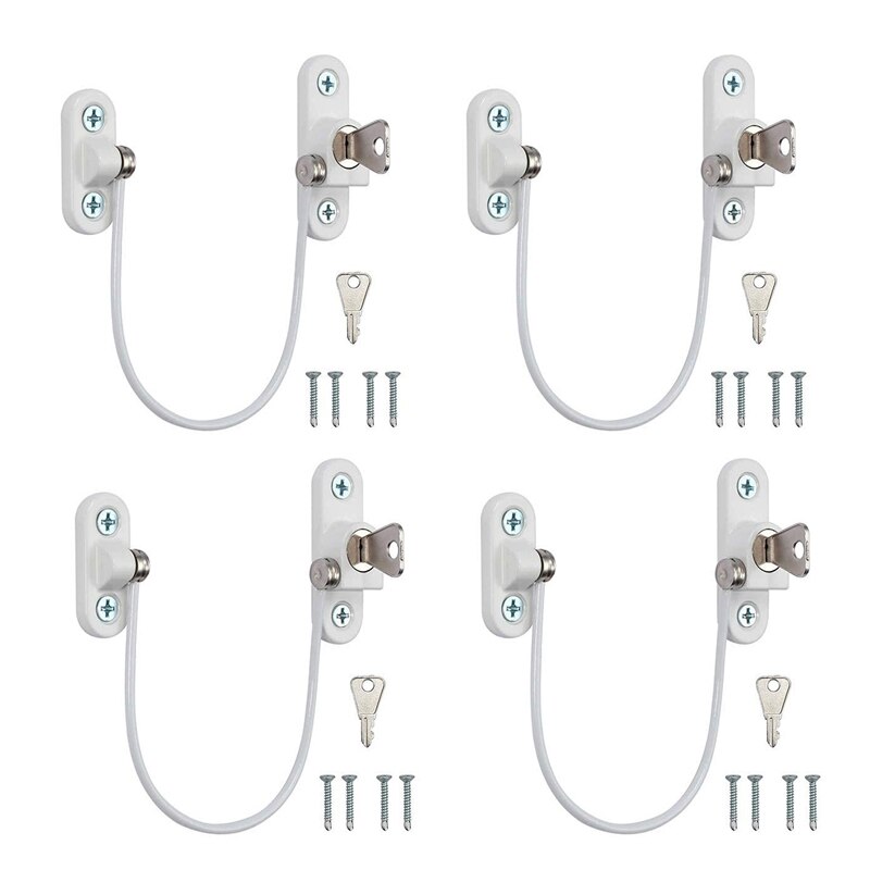 1-6PCS Kids Window Door Cable Restrictor Lock Child Baby Safety Security Wire Catch with Keys Public and Commercial Applications: 4pcs