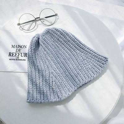 Chenille vissershoed herfst- en wintermuts koreaanse chic opvouwbare gebreide elastische emmerhoed hiphop: 1
