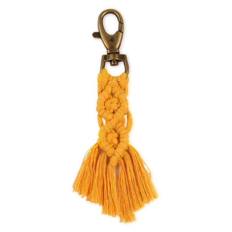 Mini Macrame Keychains Boho Macrame Bag Charms with Tassels Handcrafted Accessory for Car Key Purse Phone Wallet Unique Wedding