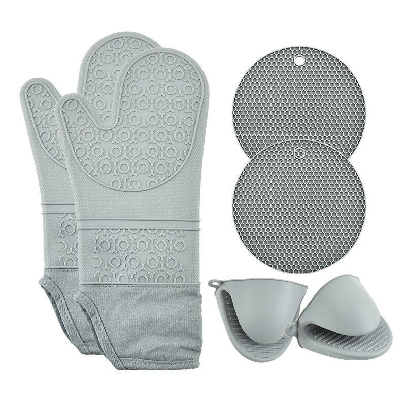 6Stck extra Lange Backofen Handschuhe und Topf Halfter setzt, Hitze Beständig Silikon Ofen Handschuhe, Mini Ofen Handschuhe und Heißer Pads Topflappen