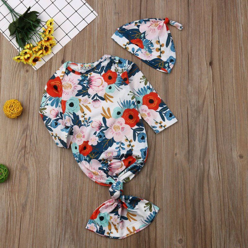 2pz nuovo bambino Coperte Mussola Neonato Bambini hotography Floreale Lungo Seeve Girocollo Sacco A Pelo Swaddle avvolgere Asciugamano Biancheria Da Letto