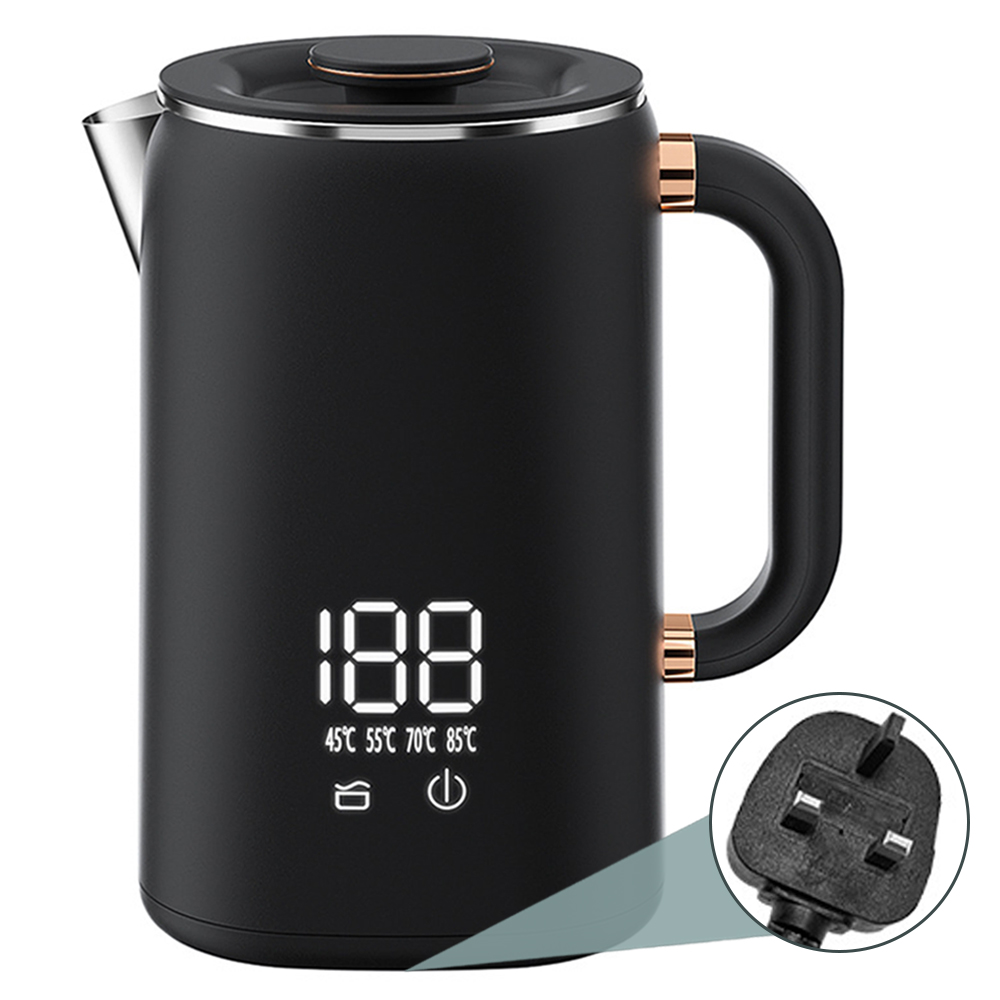 Hervidor de agua eléctrico para té y café, 5 niveles, Control de temperatura, apagado automático, hervidor de agua aislado de doble capa: BLANCO