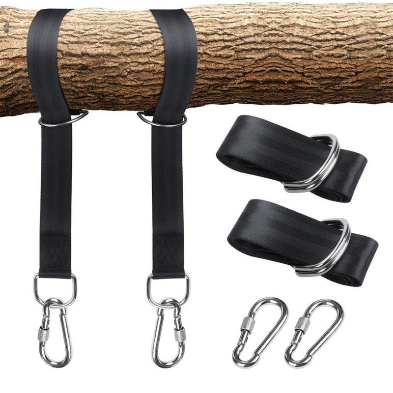 Sæt med træhængende hængestropper indeholder 2000 lbs 5ft ekstra lange stropper med sikrere lås karabinhage kroge perfekt til træ &