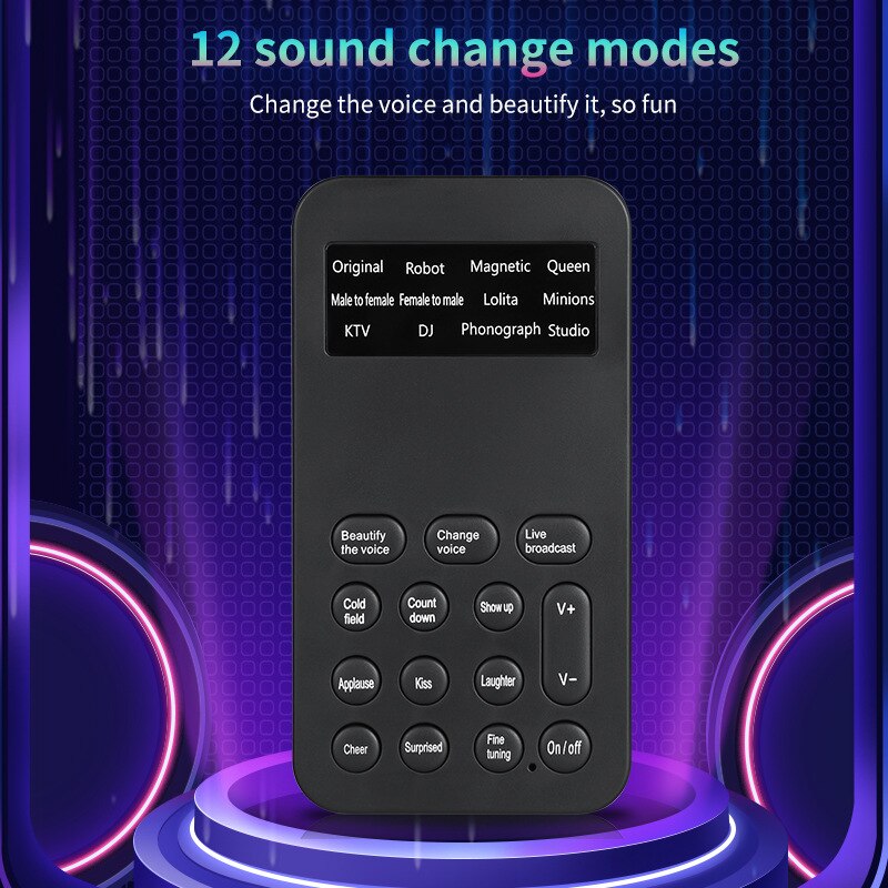 Voice Changer Microphone Mini Sound Card 12 Sound Change Modes for Phone Computer PC Game Machine Halloween Christmas