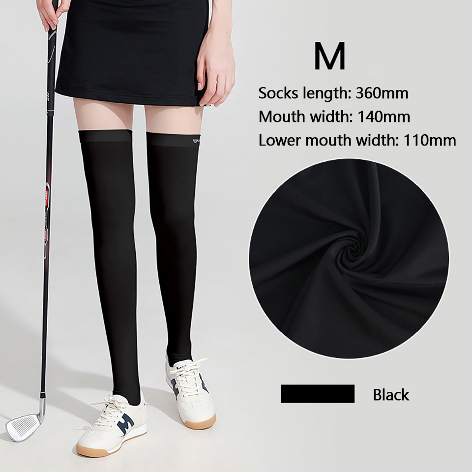 Loodeel – chaussettes de Golf avec sensation de glace, protection solaire, respirantes, légères, douces, à Compression, respectueuses de la peau, pour Sports de plein air, Anti-UV: Black M