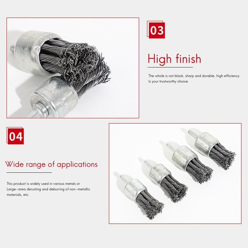 9PCS Handle Wire Brush, Twisted Wire Brush, Special Polishing Brush For Pen-Shaped Wire Electric Motor