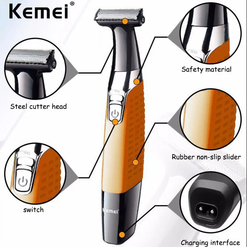 Kemei Herren Elektro rasierer Körper Gesicht Elektro rasierer für Männer Stoppel Trimmer Bart Rasier kante Trimmer Kopfs ch neider zurück