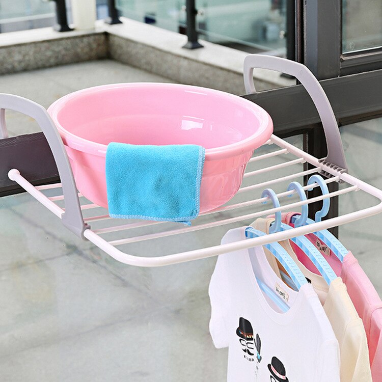 52x16x34.5cm Foldable Drying Rack Folding Outdoor Pole Portable Clothes Punch Radiator Hanger Balcony Telescopic Dryer Airer