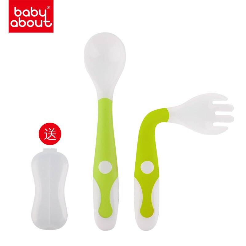 Children's tableware curved spoon and fork set baby eating fork and spoon crooked spoon exercise knife set spoon: 3