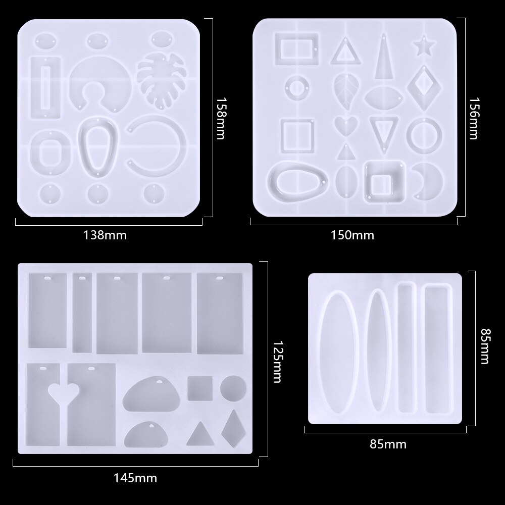 1 set silikonform för smycken epoxihartsformar diy lera halsband hänge gjutformar smycken örhänge nyckelringar gör verktyg: Default Title