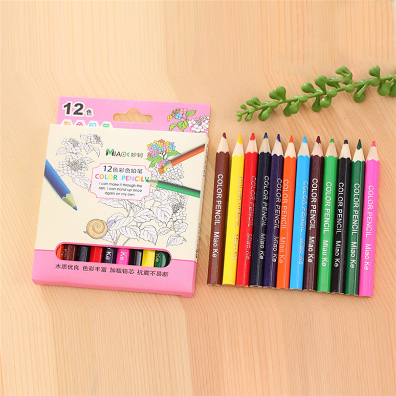 Lápiz pequeño de 12 Colores para pintar, lapicero de plomo para escribir y pintar, papelería de oficina, para estudiantes, A30