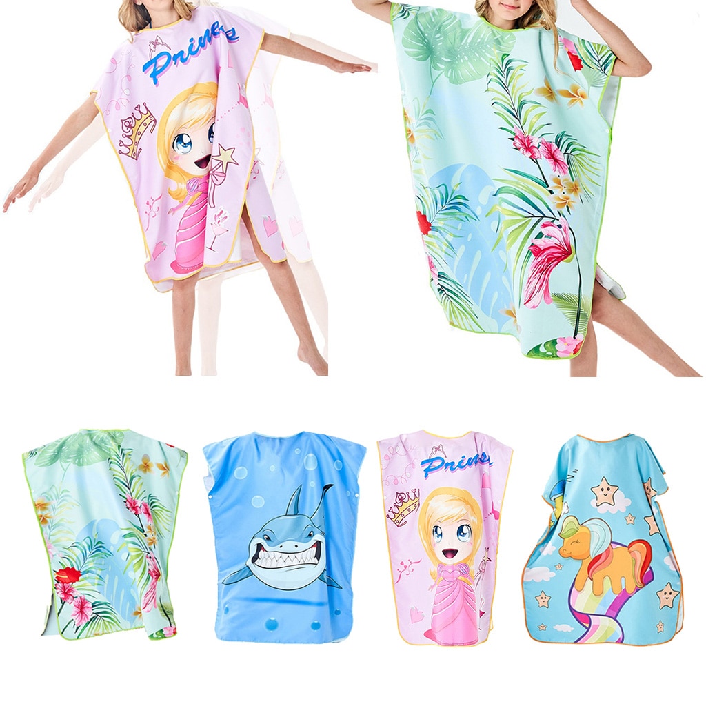 Resa strand badlakan dräkt handduk poncho surf poncho lätt absorberande snabbtorkande handduk barn byter dräkt handduk