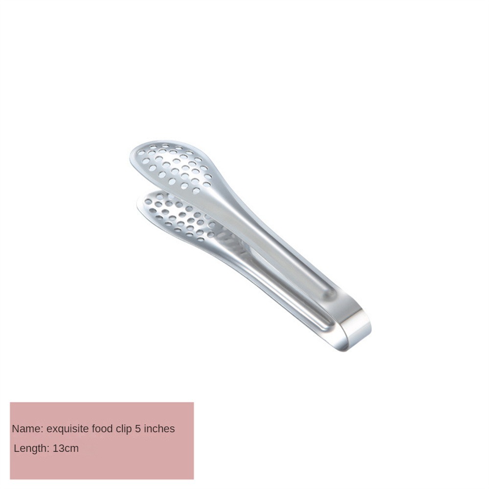 1pc Kitchen Utensils BBQ Food Clip Kitchen Chief Tongs Stainless Steel Portable for Picnic Barbecue Cooking Articles: Light Grey