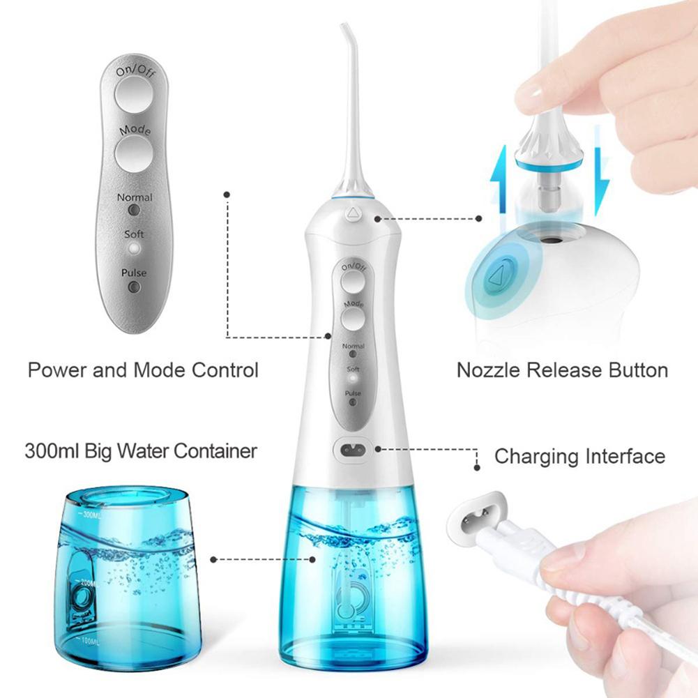 Durable Oral Irrigator Rechargeable Dental Water Flosser 300ml Extra Large Water Tank Teeth Cleaner High Oral Care Tools