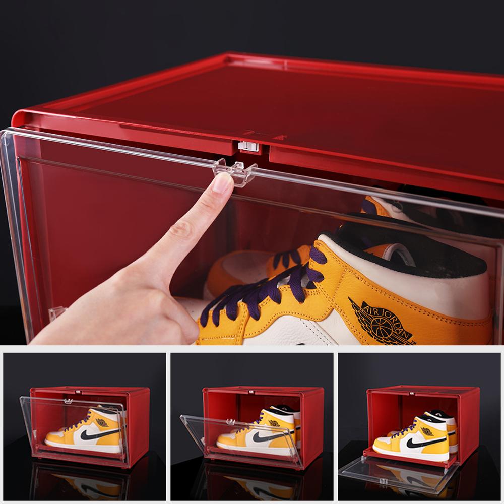Stackable Plastic Shoes Box with Sliding Lid Shoes Storage Box Dustproof Shoe Rack Shoe Organizer Shoes Display Cabinet