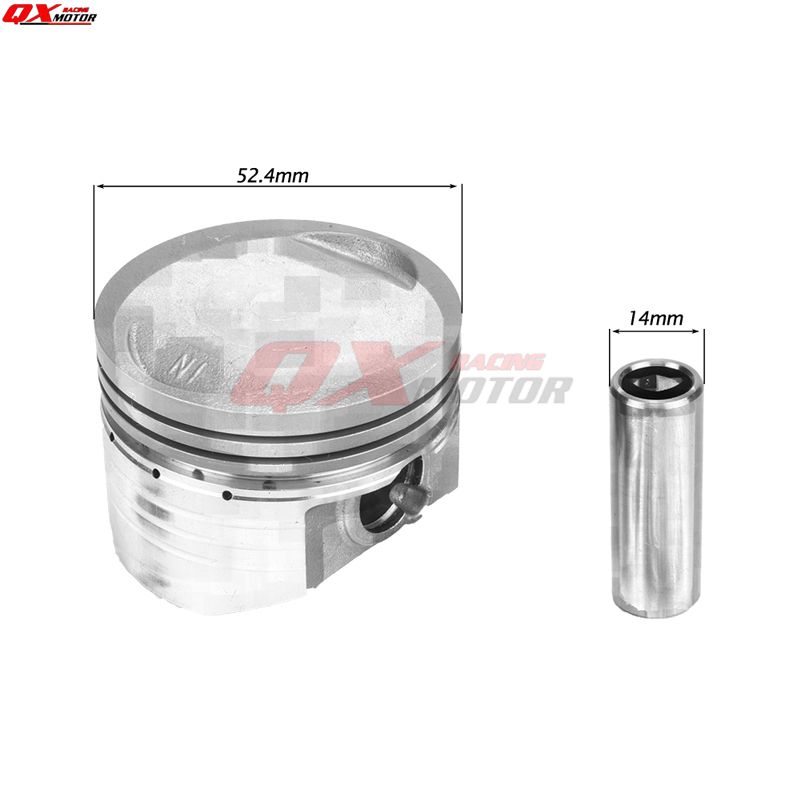 Ensemble de pistons à axe de 14mm de 52.4mm, pour Lifan 125cc, refroidissement à Air/huile, moteurs horizontaux, Dirt Pit Bike, ATV Quad, pièces