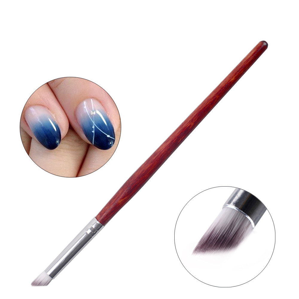 Nail schuine gradiënt smudge pen DIY Handvat UV Gel Nail Art Tip Care Pen Borstel Manicure Tool20