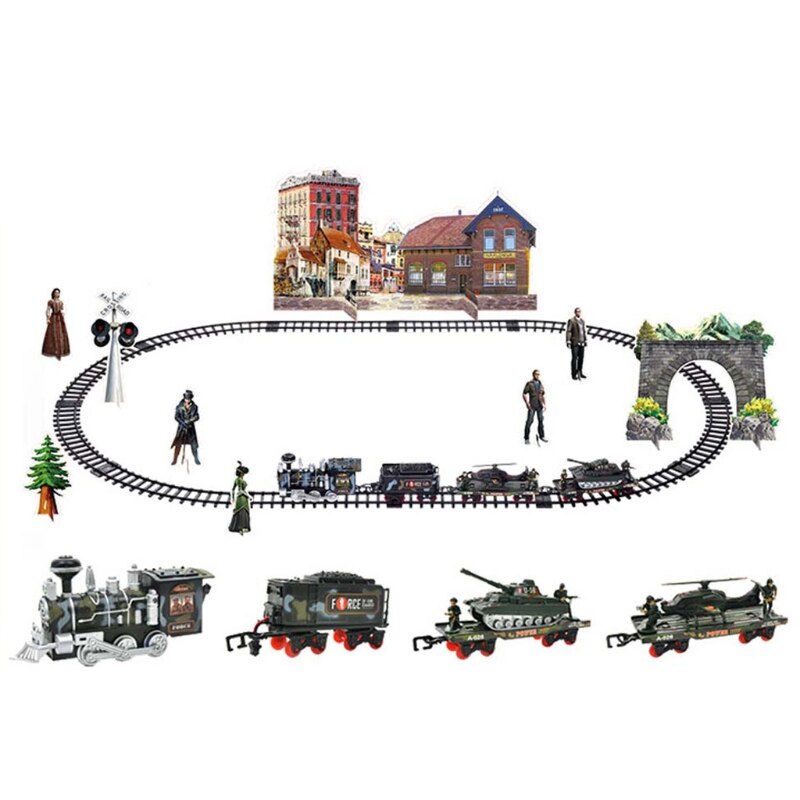 Treno ferroviario elettrico telecomandato per bambini Set simulazione modello di assemblaggio fai-da-te treno giocattolo treno a vapore classico ricaricabile: C