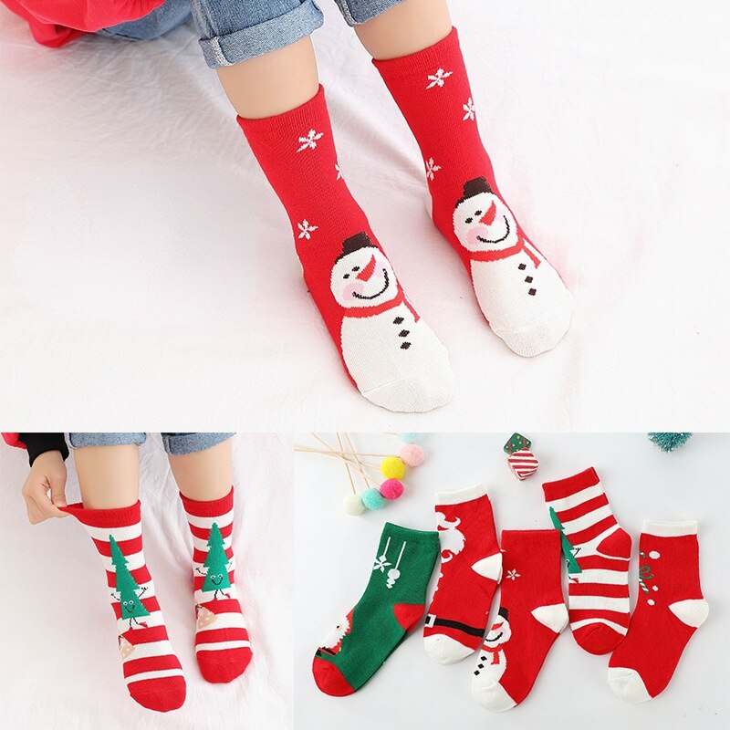 5 par #39 för barn, höst och vinter, tubstrumpor för 1-12 år, knähöga strumpor för pojkar och flickor, barnstrumpor