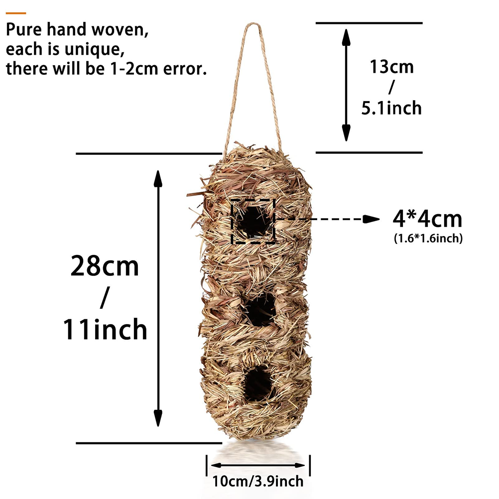 Natural Bird Hut For Outside Hand-Woven Roosting Nest Bird Hut For Yard Decoration Hummingbird House Bird Nest
