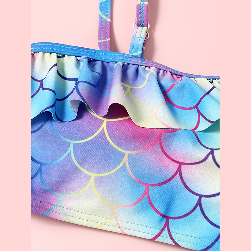 Swim Suits Young Girls Bathing Suits 2pcs One Shoulder Tie Dye Swimsuit Ruched Bathing Suits