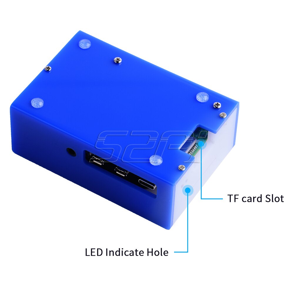 52Pi Acrylic Case Plastic Enclosure Shell Cover Blue / Red / Green with Large 4010 Cooling Fan Heat Sinks for Raspberry Pi 4B
