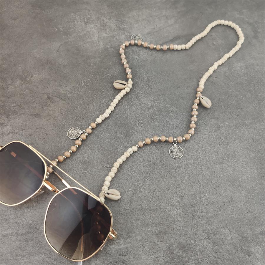 Trendy kvinders sten beaded solbriller kæde briller kæder halskæde rem reb læse briller holder smykker tilbehør: Hvid