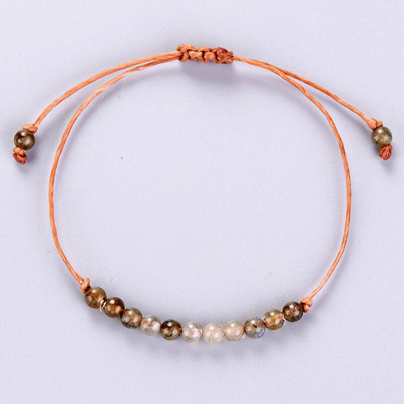 Handmade Boho Natural Stone Adjustable Bracelet Boho Bead Simple Bracelet String Strand Bracelet