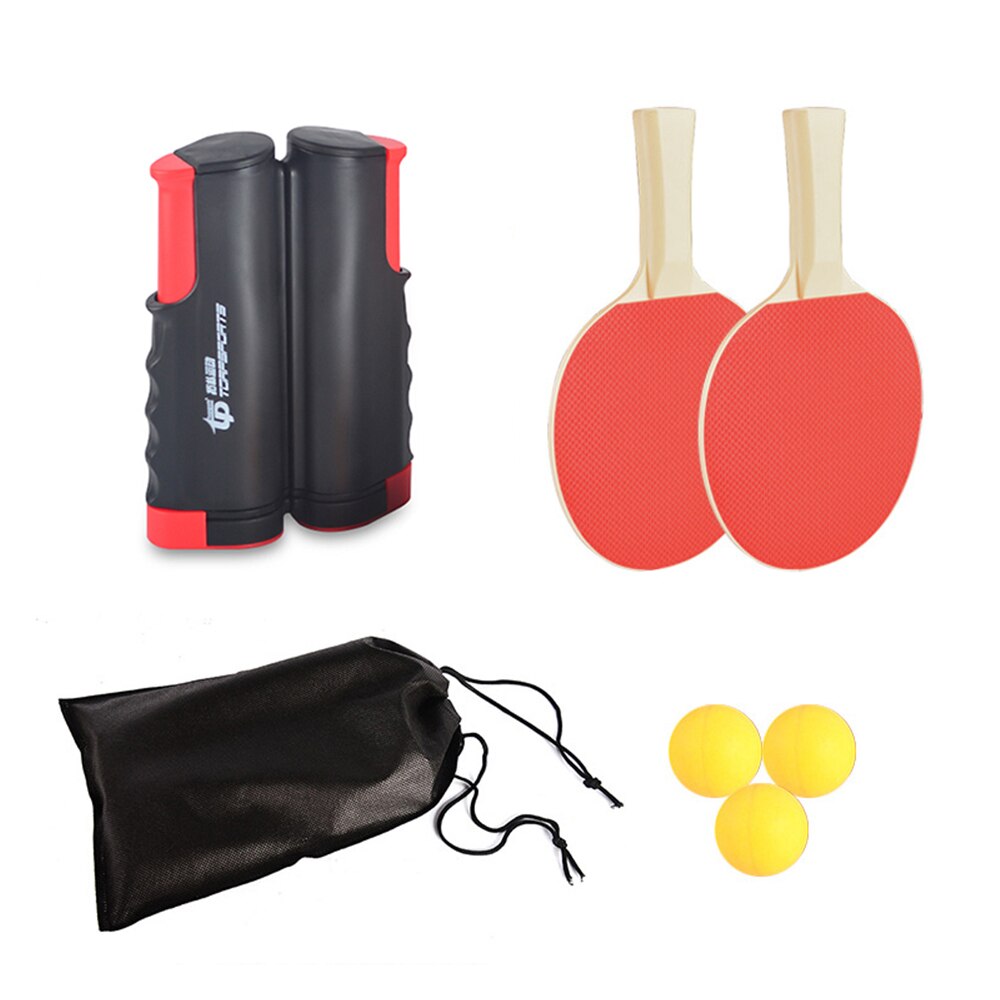 Portable Table Tennis Net and Post Sets with Extendable Mini Posts Bats Balls Ping Pong Paddle Set Training Accessories: black