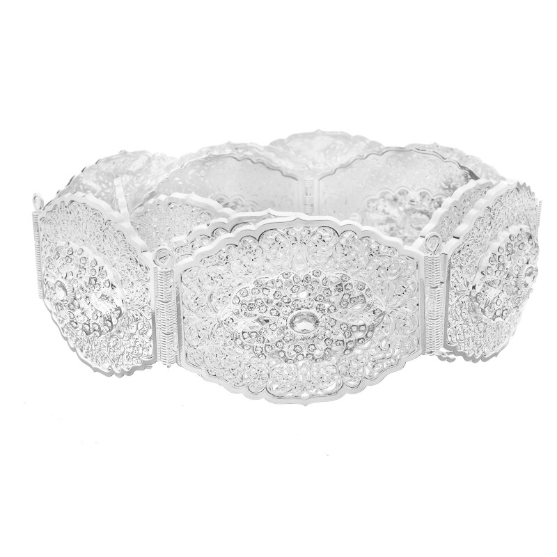 Marokkaanse Stijl Goud En Zilver Bicolor Bloemblaadje Vorm Metalen Riem Chic Sieraden Taille Keten