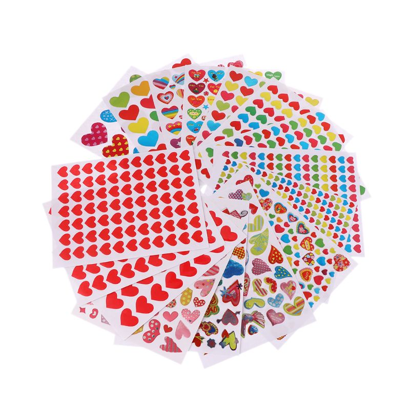10 Sheets Heart Stickers Love Decorative Sticker Kids Envelopes Cards Craft Scrapbooking Party Favors Prize Class Rewards