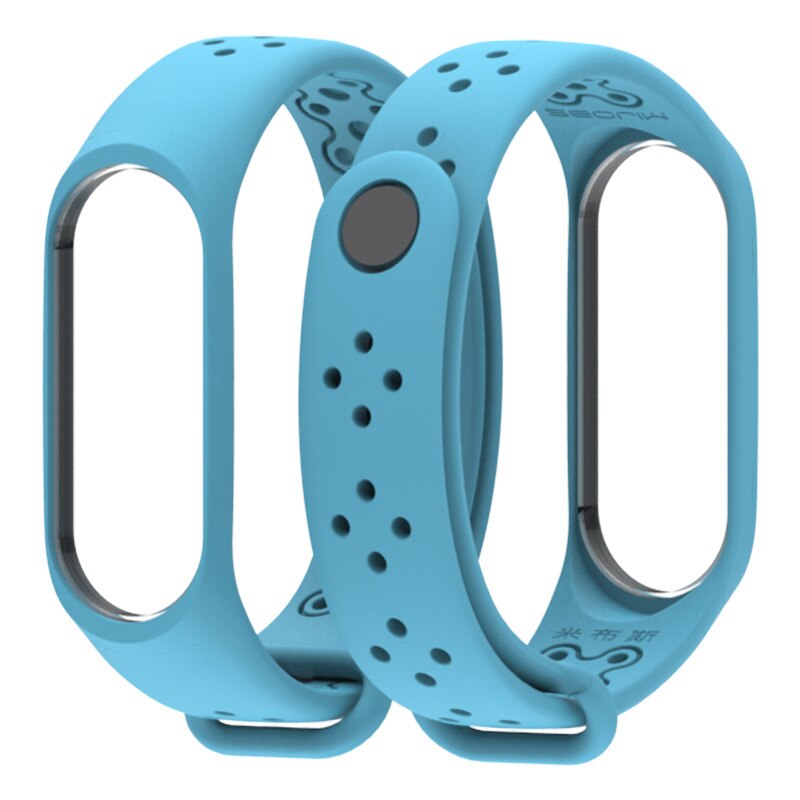 Horloge Band Voor Xiaomi Mi Band 3/4 Horloge Riem Sport Armband Voor Mi Band 3 4 Smart Horloge siliconen Band Voor Mi Band 3 4: light blue