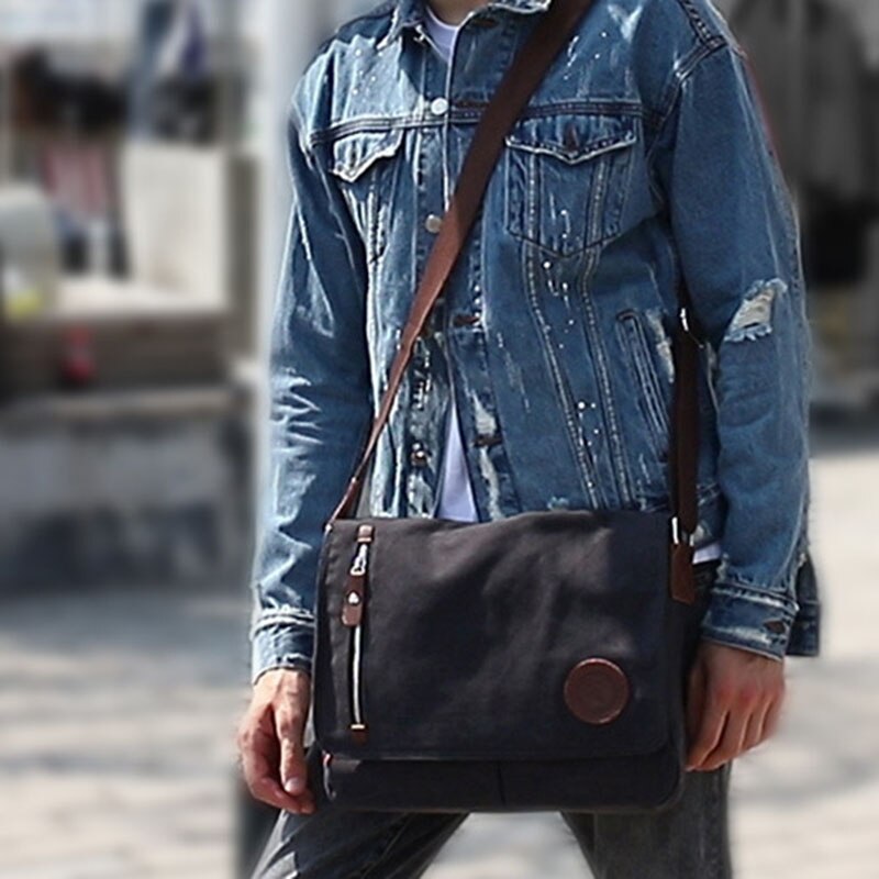 Asds-Canvas Tas Mannen Schoudertas Crossbody Tas Toevallige Retro Messenger Reistas