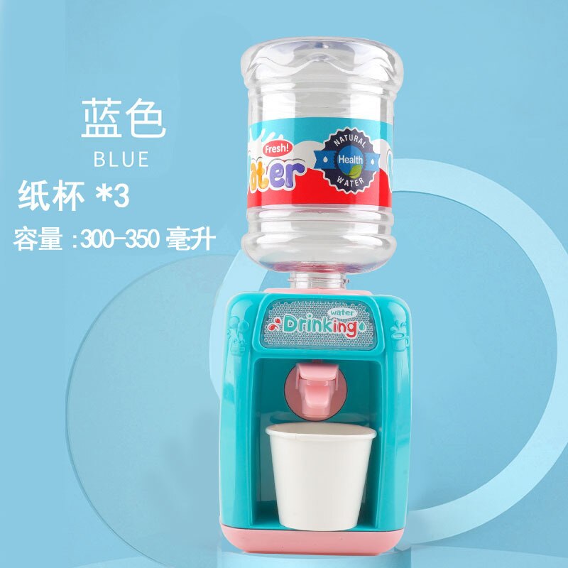 Mini Water Dispenser Simulation Appliance for Kids Cute Duck Rabbit Drinking Fountain with LED Water Cooler Juice Maker Machine: 1157-A-Blue