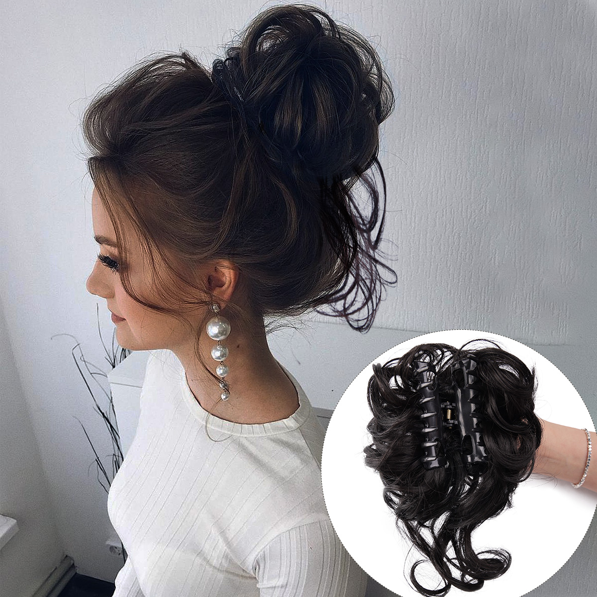 Rommelige Knot Haar Stuk Warrig Updo H Air Extensions Met Elastische Haarbanden Krullend Haar Knot Scrunchie Voor Vrouwen Meisjes: T1B/613