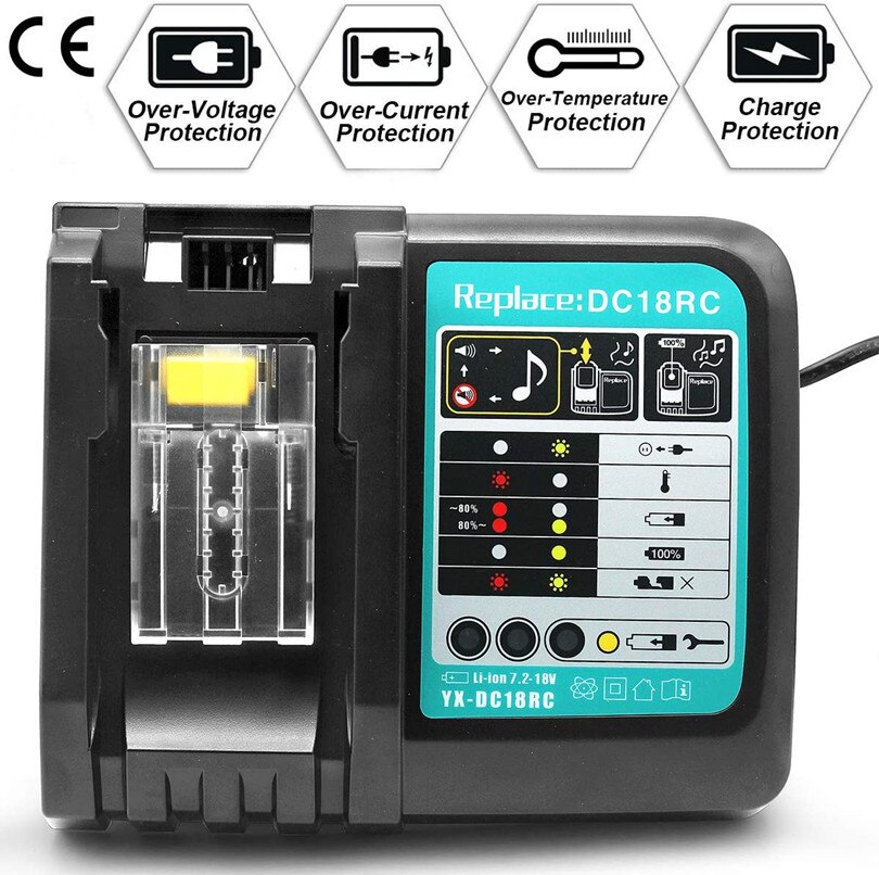 DC18RC Li-Ion Battery Charger 3A Charging For Makita 14.4V 18V Bl1830 Bl1430 Dc18Ra Electric Power DC18Rct Charger USB Prot