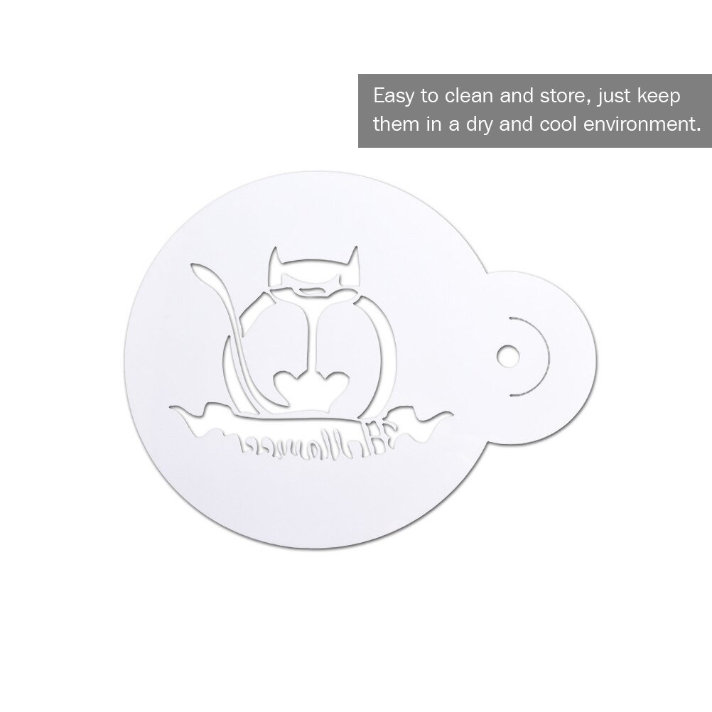 6Pcs Halloween DIY Cake Coffee Stencils Spray Molds Spider Bat Pumpkin Decorating Printing Modeling Tools Pad Duster Spray Tools