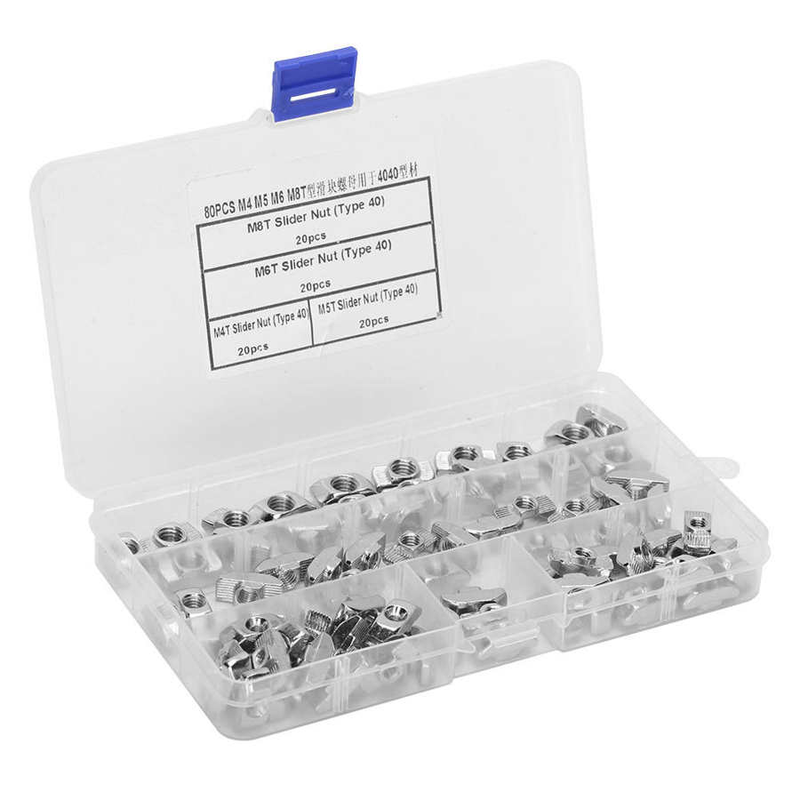80x T Slot Slider Nut /M5 M6 M8 Hardware Fasteners for 4040 Aluminum Profiles