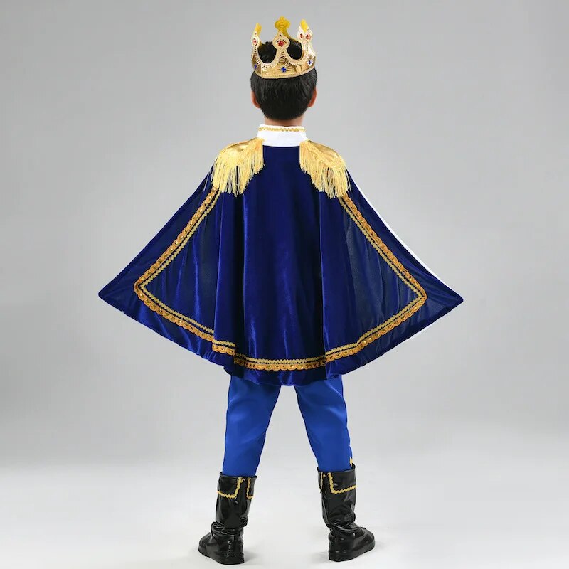 7-teiliges Karnevalskostüm für Jungen, Königskönig, mittelalterlicher Königsprinz, komplettes Set, Outfits für Halloween, Geburtstag, Party, Verkleidung