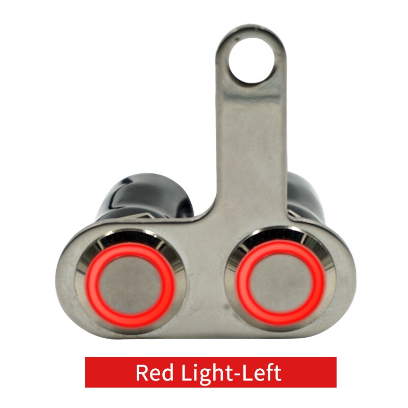 Stainless Steel Motorcycle Switch ON-OFF Handlebar Adjustable Mount Waterproof Switches Button DC12V With LED Light: Red Light(Left)