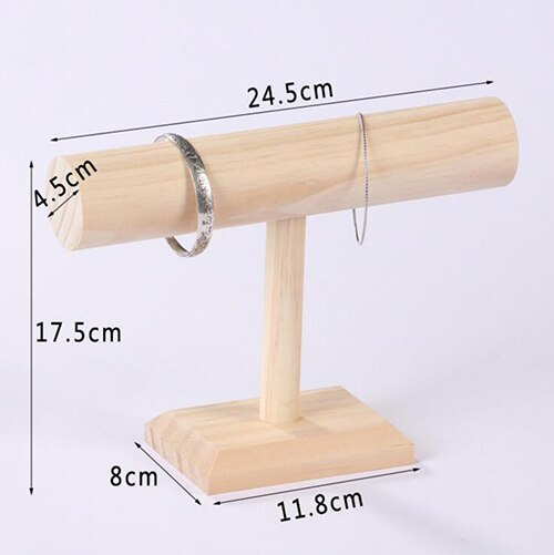 Portable Velvet Bracelet Bangle Necklace Jewelry Display Stand Holder Watch Jewelry Organizer T-Bar Rack: One wood