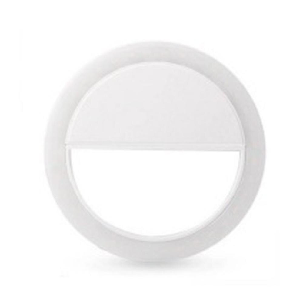 Nyeste selfie lysring led lampe mobiltelefon linse selfie led lamp ring flash mobiltelefon kamera linser lys 4 farver: Hvid