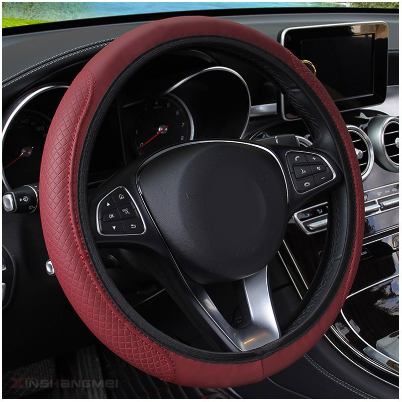 Auto Auto Universele Stuurhoes Handschoen Microfiber Ademende Anti-Slip Cover 15 ''/38Cm Sport Steering wiel Case: Rood