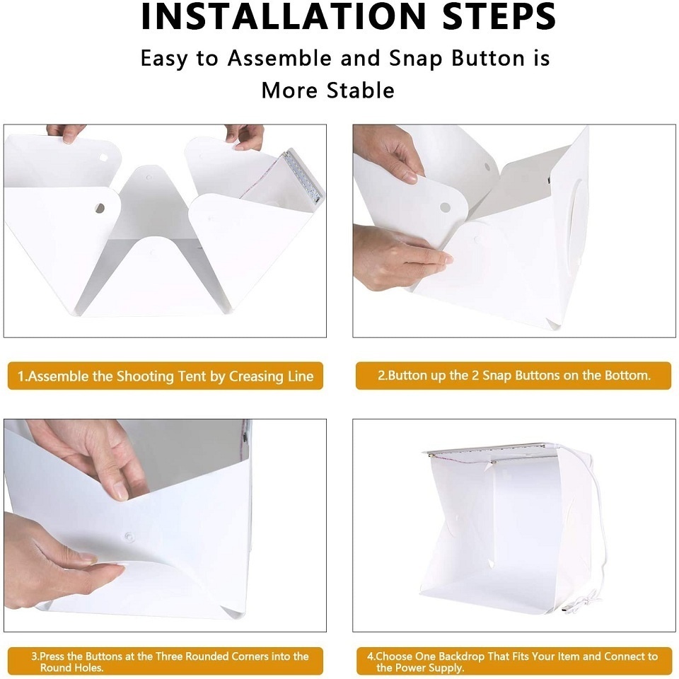 Caja de luz plegable de 20cm, fotografía portátil, tienda de estudio fotográfico LED, Softbox LED, Kit de fondo, Mini caja de luz USB para cámara DSLR