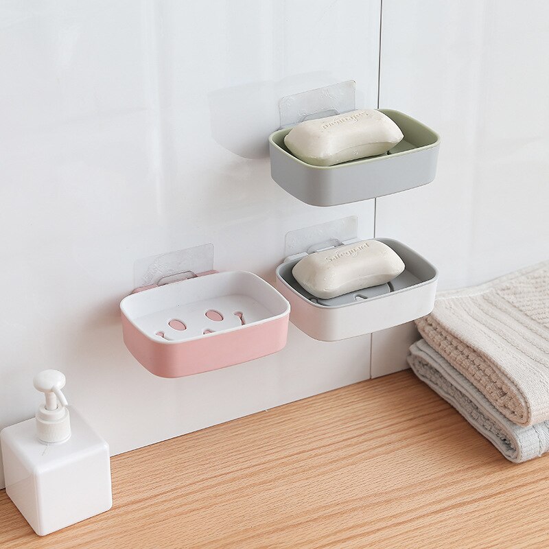 Smiley – boîte à savon Double couche perforée sans coller au mur, égouttoir, accessoires de salle de bains